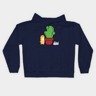 Cactus and Tabby Cats Kids Hoodie